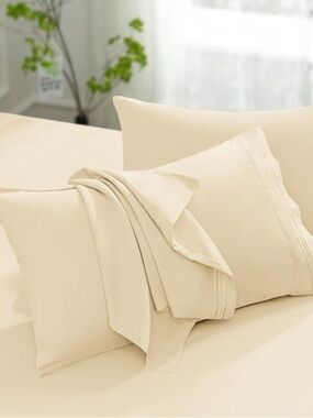 Aormenzy Microfiber Pillow Cases - Standard Size Set of 2 Cream Pillowcases